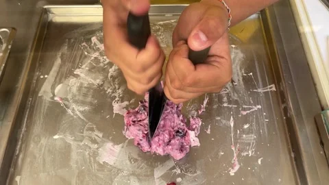 Preparing - making of rolled ice cream Stock Footage 202341999