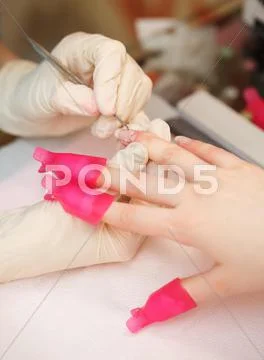 Preparing To Manicure Nails.
