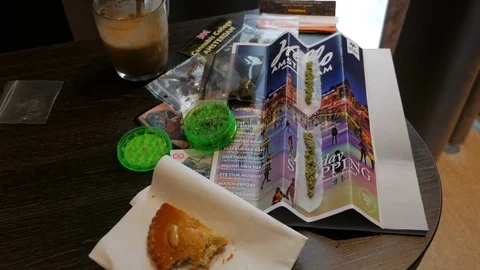 Preparing a marijuana joint, Amsterdam Stock Footage 74163794