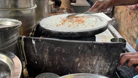 Preparing masala dosa in streets of India Stock Footage 308100739