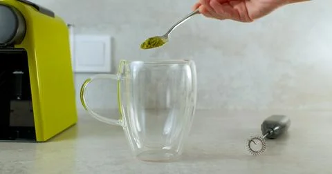 Preparing Matcha Tea at Home 库存照片