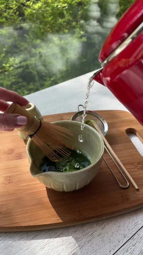 Preparing Matcha Tea Outdoors Stock Footage 320851412