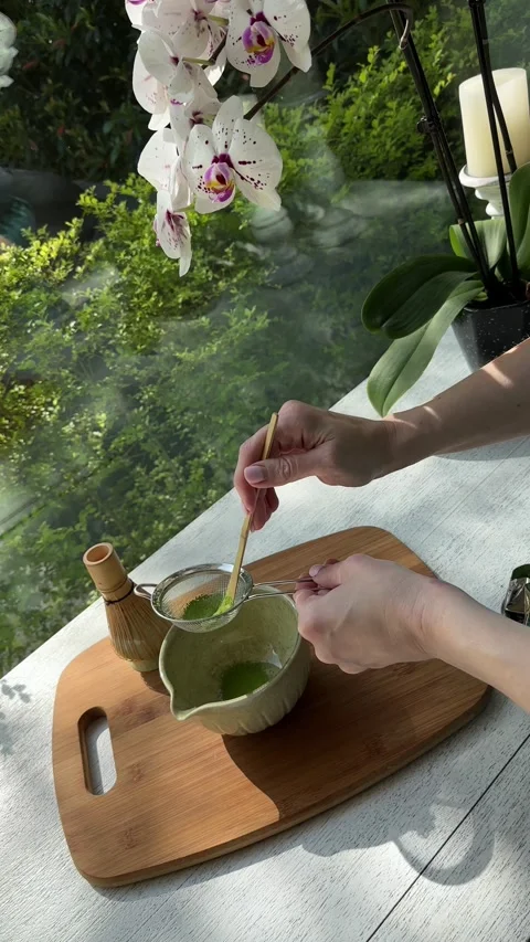 Preparing Matcha Tea by Window Stock Footage 320851406