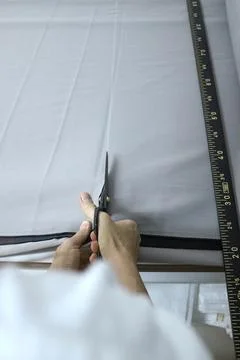 Preparing material for curtain Stock Photos