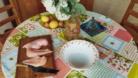 Preparing meat for a barbecue. Timelapse. Stock-Footage 135193095