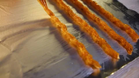 Preparing meat sausages for beer Stock Footage 194737031
