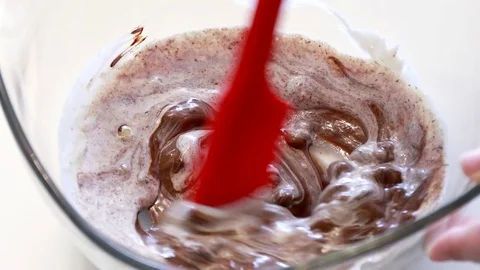 Preparing melted chocolate for making cake Video stock 81908684