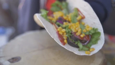 Preparing Mexican food with rubber shells Stock Footage 128754609