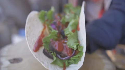 Preparing Mexican food with rubber shells Stock Footage 128755264