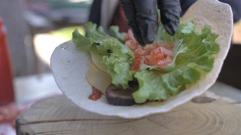 Preparing Mexican food with rubber shells Stock Footage 128755887