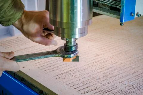 Preparing the milling machine for work. cnc machine. Stock Photos