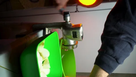 Preparing minced meat with a manual meat grinder Stock Footage 305648376