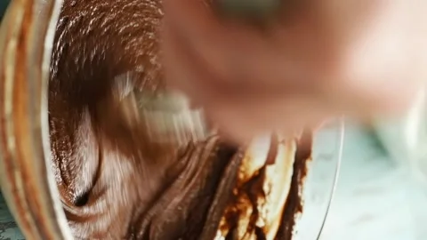 Preparing  mixture for a chocolate mousse. Vertical video. Stock-Footage 305154618