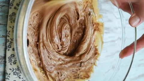 Preparing  mixture for a chocolate semifreddo. Vertical video. Stock Footage 305154782