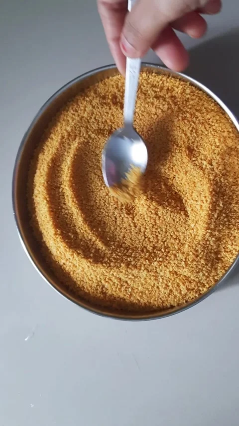 Preparing Mohari Dal for Homemade Pickle – Spoon Mixing Close Up Video stock 337163560