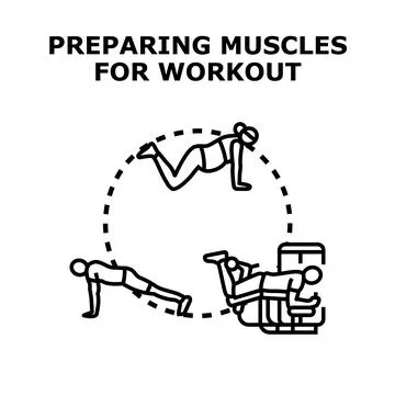 Preparing muscles for physical workout training concept Stock Illustration