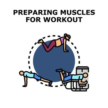 Preparing muscles for physical workout training concept Illustration