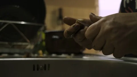 Preparing mushrooms Stock Footage 117264047