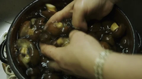Preparing mushrooms Stock Footage 117264660