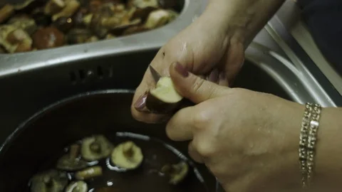 Preparing mushrooms Stock Footage 117265032