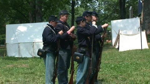 Preparing the musket Stock Footage 98292