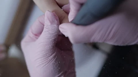 Preparing nails for manicure. Removing old nail polish and preparing to apply Stock Footage 270128539