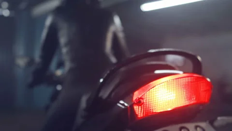 Preparing for night moto races. Stock Footage 112026408