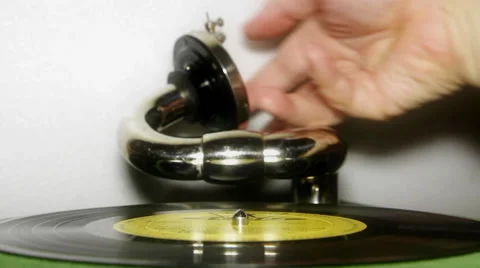 Preparing the old gramophone records to the game Stock Footage 60612684