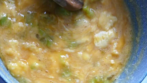 Preparing omelet, top view Stock-Footage 73044281