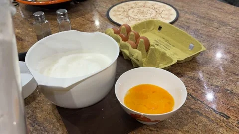 Preparing Omelette: Beating Egg Whites Stock Footage 280515492