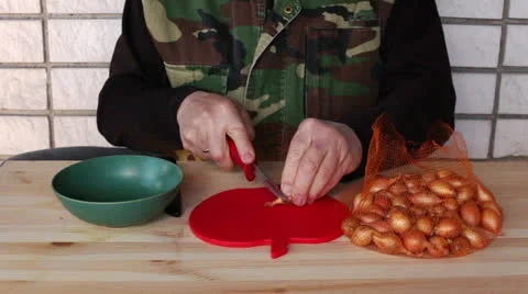 Preparing onion bulbs for seeding 3a Stock Footage 23246929