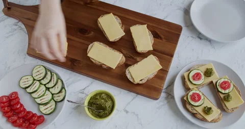 Preparing an open sandwich. Stock Footage 279920750