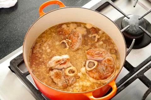 Preparing osso bucco Stock Photos