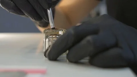 Preparing paint for eyebrow work. Video stock 101263991