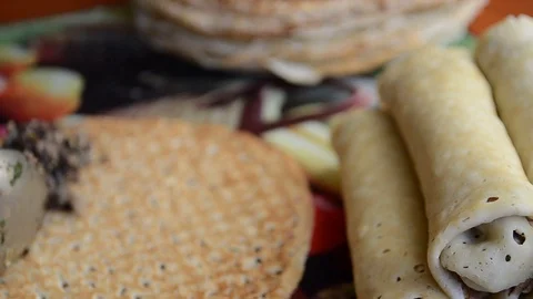Preparing pancakes in the kitchen Stock Footage 101666059