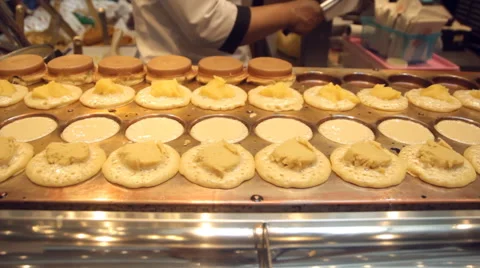 Preparing pancakes on pan Video stock 60213578