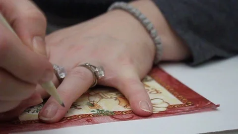 Preparing paper for decoupage Video stock 124658837