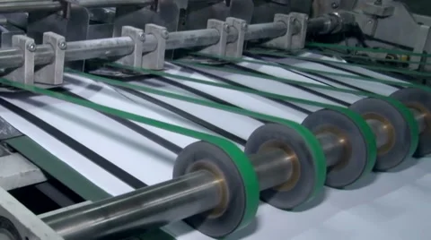 Preparing Paper for packaging and cutting 3 Stock Footage 65908019