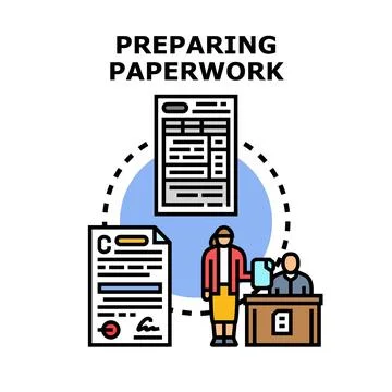 Preparing paperwork process concept for business documentation Stock Illustration