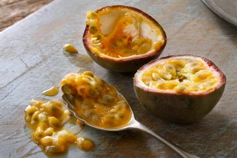 Preparing passion fruit Stock Photos