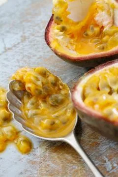 Preparing passion fruit Stock Photos
