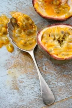 Preparing passion fruit Stock Photos