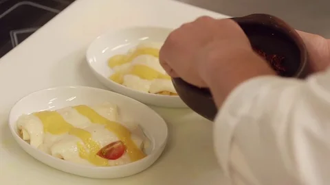 Preparing pasta dish Stock Footage 77047725