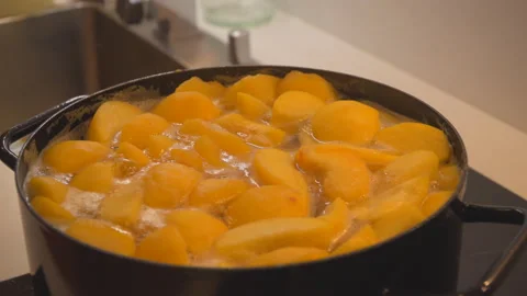 Preparing peach compote Stock Footage 145795662