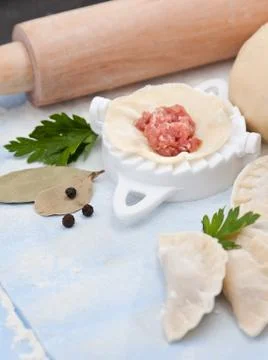 Preparing pelmeni Stock Photos