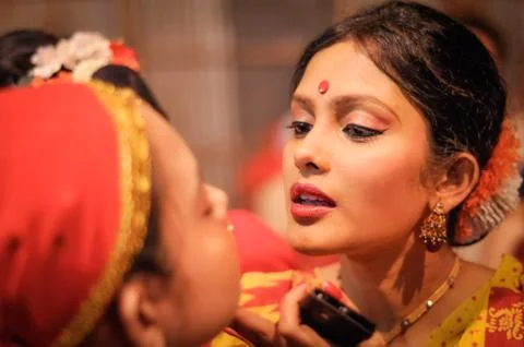 Preparing for performance in Assam Stock Photos