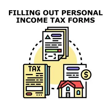 Preparing personal income tax forms concept illustration Stock Illustration