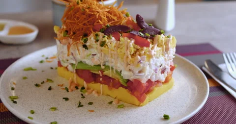 Preparing Peruvian Causa – Authentic Cooking Tutorial Video stock 290998826