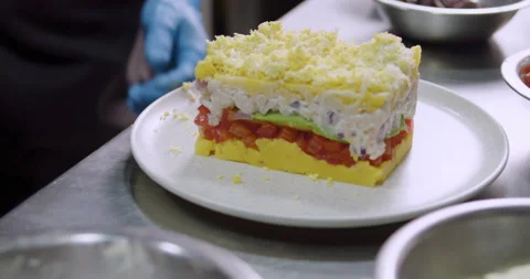 Preparing Peruvian Causa – Authentic Cooking stock video Stock Footage 290998853