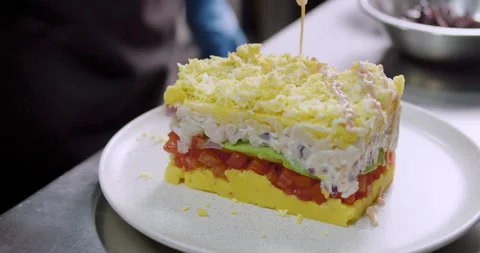 Preparing Peruvian Causa – Authentic Cooking stock video Stock Footage 290998925